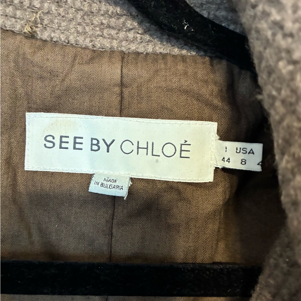 SEE BY CHLOE BROWN WOOL COAT SZ 8 - Picture 5 of 8
